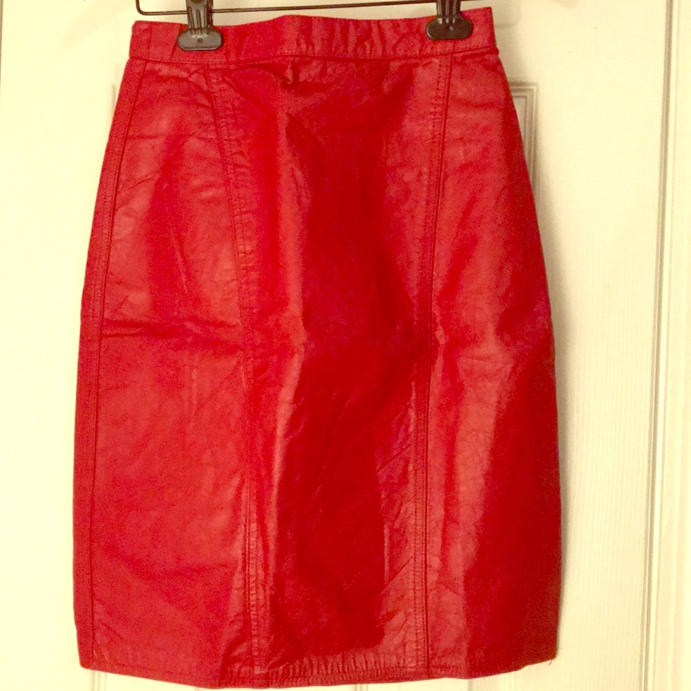 Winlit Vintage Red Leather Skirt